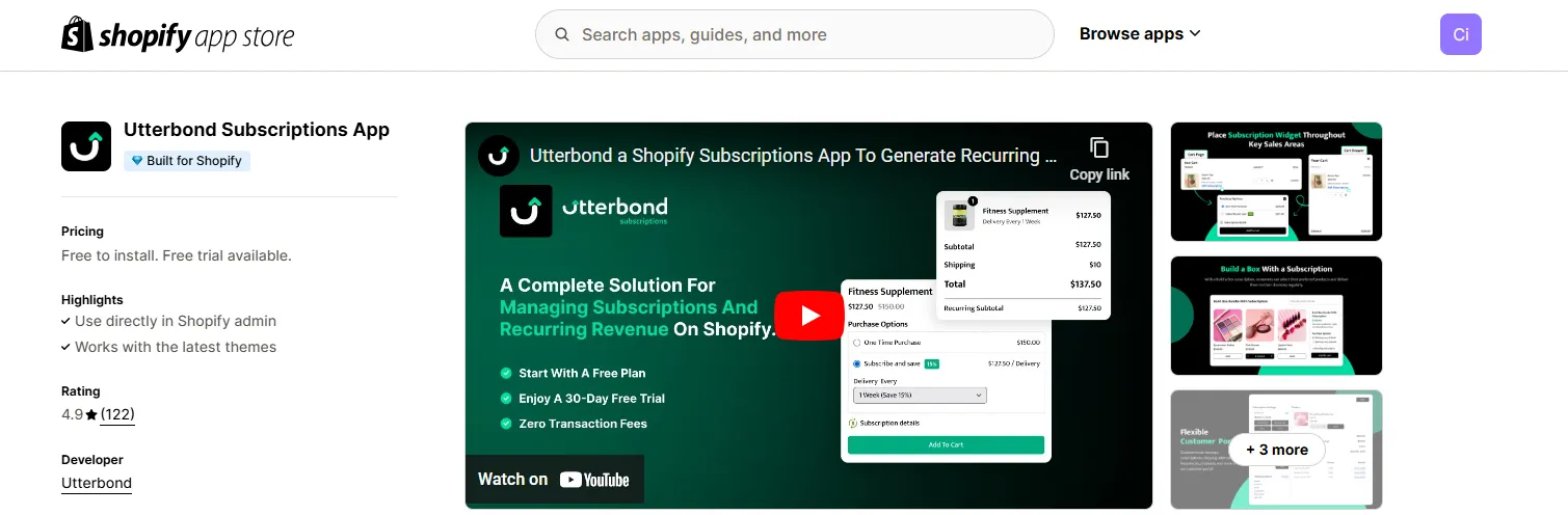 5. Utterbond Subscriptions App